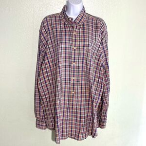 Ralph Lauren Blaire 100% Cotton pink‎ plaid button down shirt, L